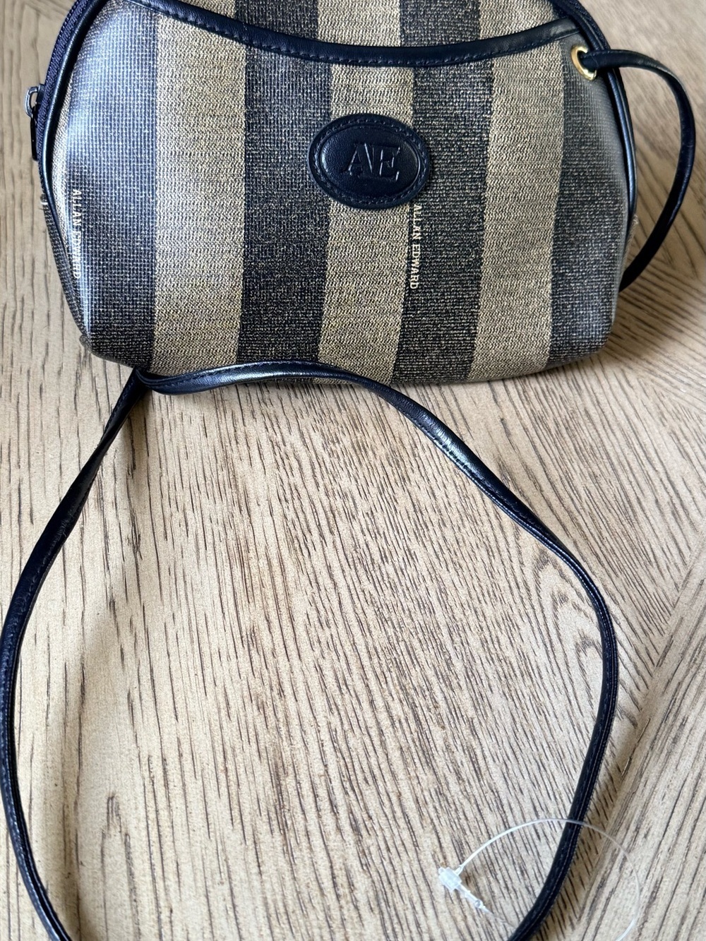 Allen Edmonds Striped Crossbody in Black and Tan
